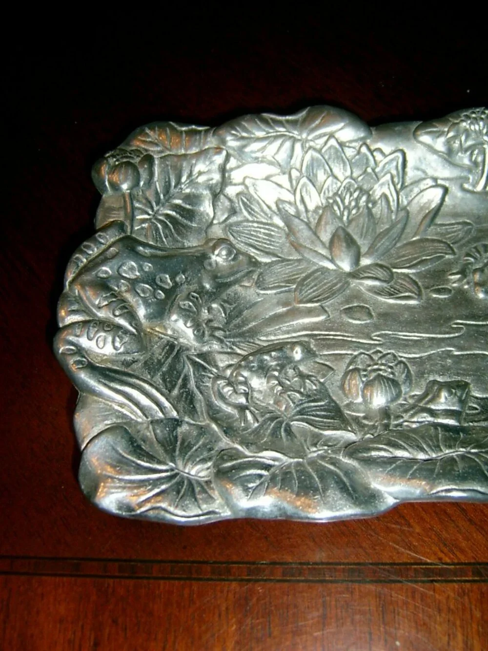 Arthur Court 1994 Frog and Lotus Pewter Tray